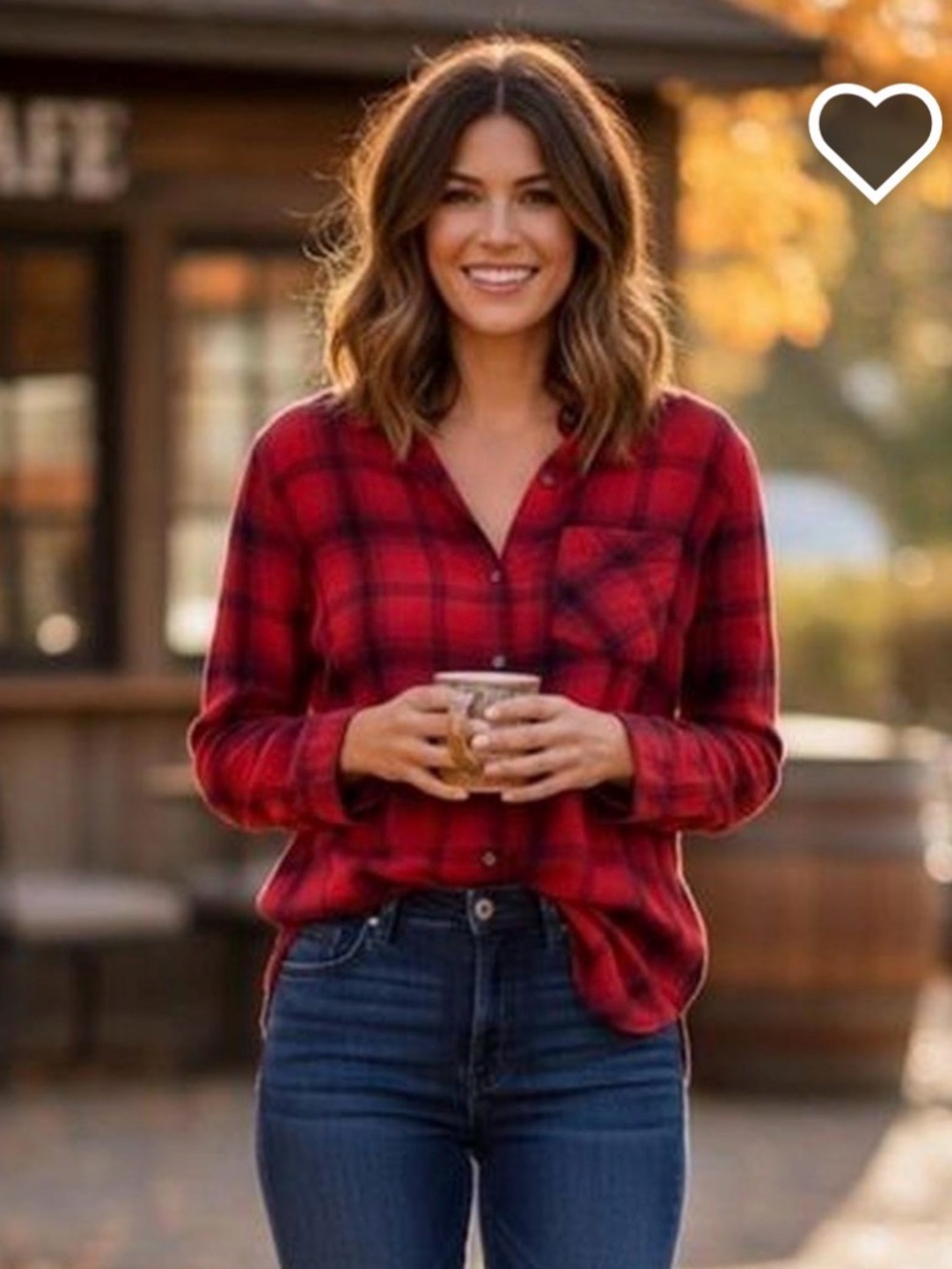 A New Day Red & Black Boyfriend Shadow Plaid Flannel Shirt